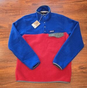 Patagonia Lightweight Synchilla Snap Fleece Pullover Red Blue Men's Small